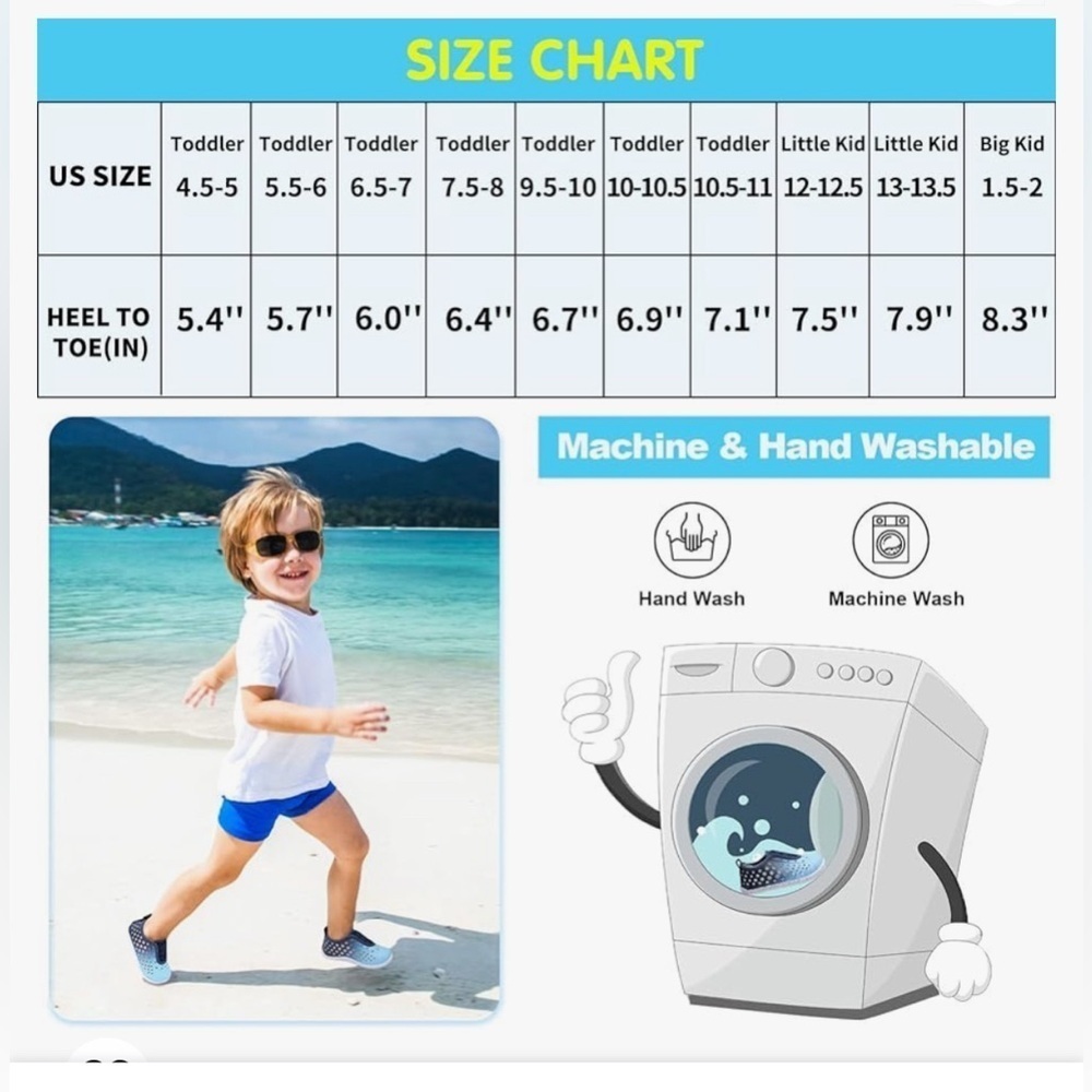 Water Shoes Boys & Girls Quick Dry Breathable Barefoot Slip-one - Picture 7 of 8